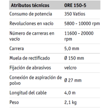 Lijadora de mano rotativa FLEX ORE 5 - 150 EC